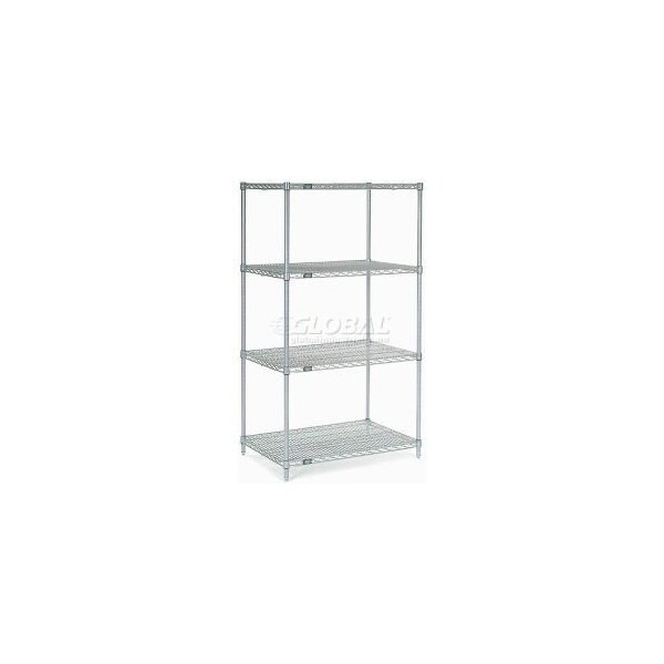 Global Equipment Nexelate Silver Epoxy Wire Shelving Starter 48"W x 36"D x 86"H 36488EP - main